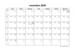 Calendrier novembre 2020 modele 02