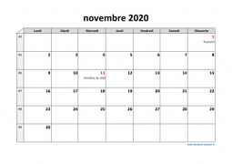 Calendrier novembre 2020 modele 03