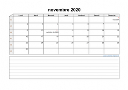 Calendrier novembre 2020 modele 07