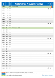 Calendrier novembre 2020 portrait avec vacances, jours fériés et numéros de semaine
