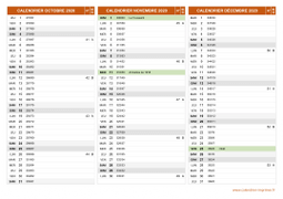 Calendrier pour les mois de Octobre à Décembre 2020 paysage 2