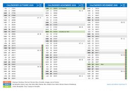 Calendrier scolaire pour Octobre à Décembre 2020 paysage 2