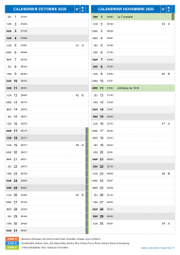 Calendrier scolaire pour Octobre et Novembre 2020 portrait 2