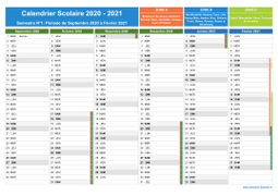 Calendrier scolaire 2020-2021 à imprimer - 1er et 2nd semestre