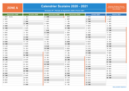 Calendrier scolaire 2020-2021 - Zone A à imprimer - 1er semestre