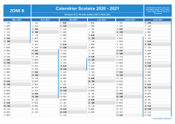 Calendrier scolaire 2020-2021 - Zone B à imprimer - 2nd semestre