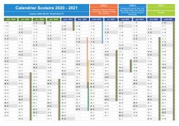 Calendrier scolaire 2020-2021 à télécharger gratuit et imprimer