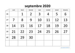 calendrier septembre 2020