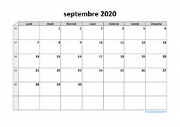 Calendrier septembre 2020 modele 03