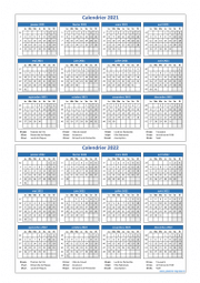 Calendrier Janvier 2021 à Décembre 2022 Vertical Modèle 01