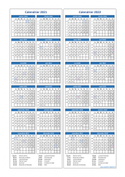 Calendrier Janvier 2021 à Décembre 2022 Vertical Modèle 03