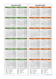 Calendrier Janvier 2021 à Décembre 2022 Vertical Modèle 04
