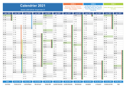 Calendrier 2021 avec vacances et jours fériés à imprimer