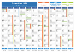 Calendrier 2021 avec vacances, jours fériés et semaine A-B