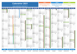 Calendrier 2021 avec vacances, jours fériés, phase de la lune et numéros de semaine