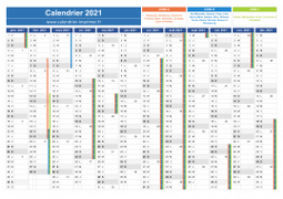 Calendrier 2021 avec vacances scolaires et numéros de semaine