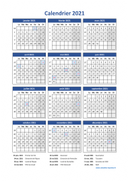 Calendrier Annuel 2021 Vacances Vertical