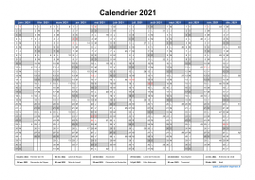 Calendrier Annuel 2021 Vierge