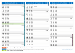 Calendrier scolaire pour Août à Octobre 2021 paysage 2