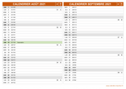 Calendrier pour les mois de Août et Septembre 2021 paysage 2