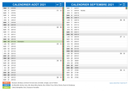 Calendrier scolaire pour Août et Septembre 2021 paysage 2