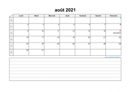 Calendrier août 2021 modele 07