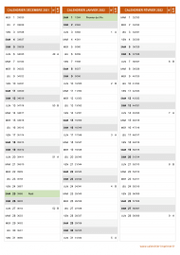 Calendrier pour les mois de Décembre 2021 à Février 2022 portrait 2