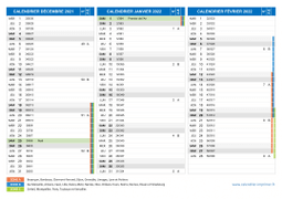 Calendrier scolaire pour Décembre 2021 à Février 2022 paysage 2
