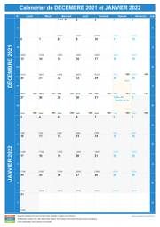 Calendrier scolaire pour Décembre 2021 et Janvier 2022 portrait 1