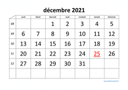 calendrier décembre 2021