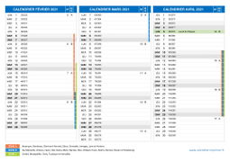 Calendrier scolaire pour Février à Avril 2021 paysage 2