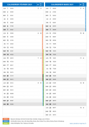 Calendrier scolaire pour Février et Mars 2021 portrait 2