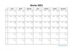 Calendrier février 2021 modele 02