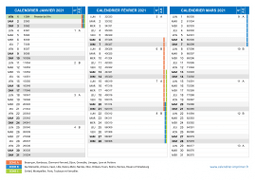 Calendrier scolaire pour Janvier à Mars 2021 paysage 2