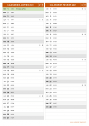 Calendrier pour les mois de Janvier et Février 2021 portrait 2