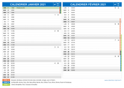 Calendrier scolaire pour Janvier et Février 2021 paysage 2