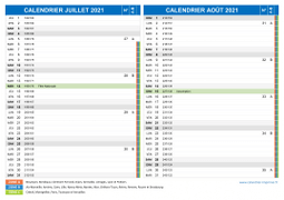 Calendrier scolaire pour Juillet et Août 2021 paysage 2