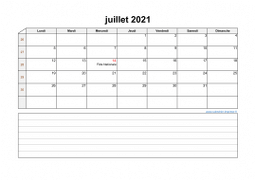 Calendrier juillet 2021 modele 07