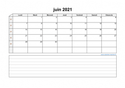 Calendrier juin 2021 modele 07