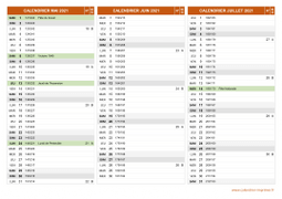 Calendrier pour les mois de Mai à Juillet 2021 paysage 2