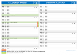 Calendrier scolaire pour Mai et Juin 2021 paysage 2