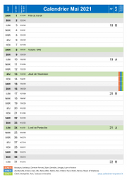Calendrier mai 2021 portrait avec vacances, jours fériés et numéros de semaine