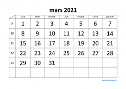 Calendrier mars 2021 modele 01