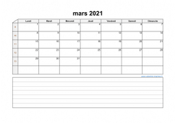 Calendrier mars 2021 modele 07