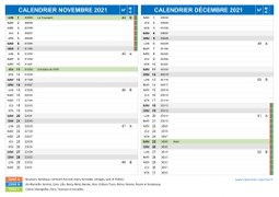 Calendrier scolaire pour Novembre et Décembre 2021 paysage 2