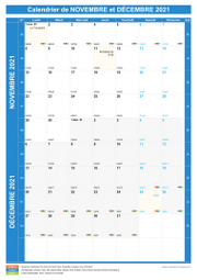 Calendrier scolaire pour Novembre et Décembre 2021 portrait 1