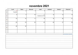 Calendrier novembre 2021 modele 07