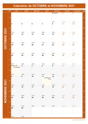 Calendrier pour les mois de Octobre et Novembre 2021 portrait 1