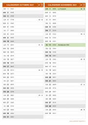 Calendrier pour les mois de Octobre et Novembre 2021 portrait 2
