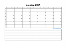 Calendrier octobre 2021 modele 07